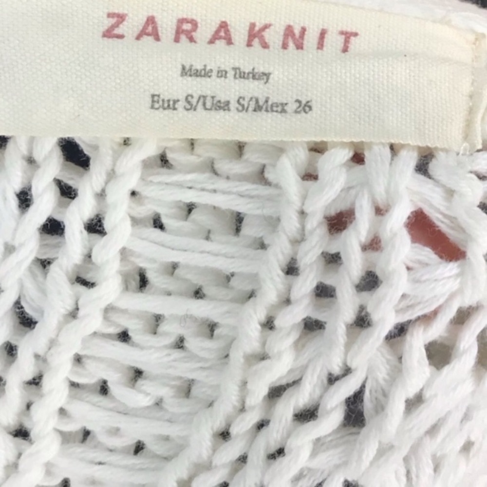 Zara knit cream white v-neck sweater small - Picture 4 of 4